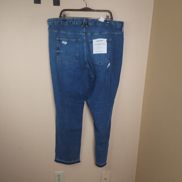 Good American Good Boy Double Split Hem Jeans Dark Wash Size 18 NWT - Picture 6 of 12